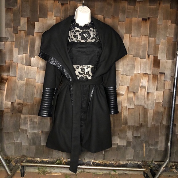 Faux Leather Trim Trench Coat 🖤 - Picture 8 of 12